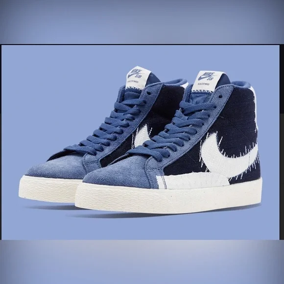 スニーカー Sashiko X Nike SB Zoom Blazer Mid Sashiko Mystic Navy Sesame Nike Blazer SB Mid Sashiko Pack - Mystic Navy for Sale
